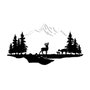 Wallity Deer And Landscape - 2 Escultura de Pared de Metal Blanco y Negro
